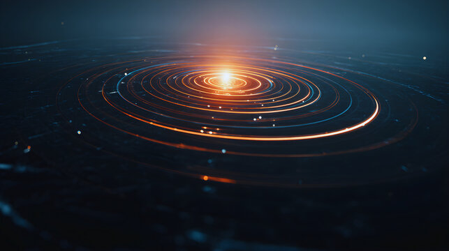 Abstract glowing digital light rings forming a futuristic galaxy or vortex