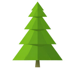 Obraz premium Green tree 3D isometric render, digital game asset style isolated on white background.