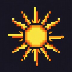 Fototapeta premium Brilliant celestial body radiates intense golden light in a retro pixel style