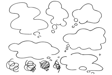もやもや吹き出しアイコン｜悩み・不満・ストレスを表す手描き線画イラスト