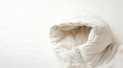Obraz premium Cozy up in style with this pristine white jacket. The soft fabric and warm hood will keep you snug. A classic piece for everyday wear, embodying comfort and chic.