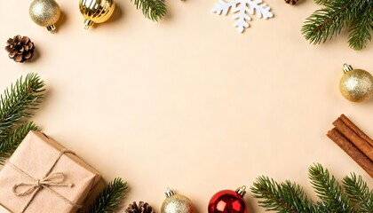 christmas background with fir branches and balls