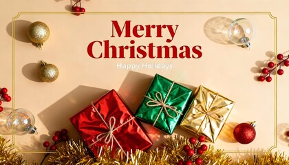 christmas gift box with baubles