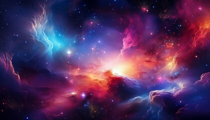vibrant cosmic nebula with stars and galactic clouds background