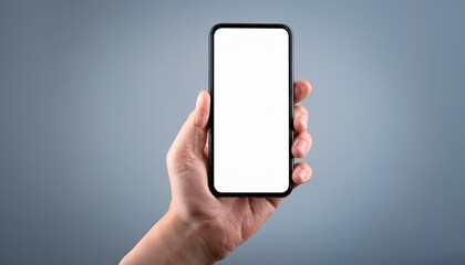 hand holding smartphone mockup with empty screen