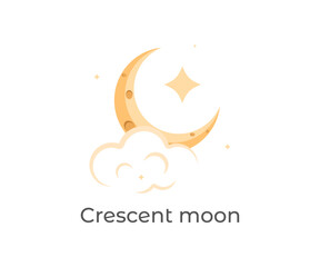 Crescent Moon Illustration  Night Sky Celestial Element