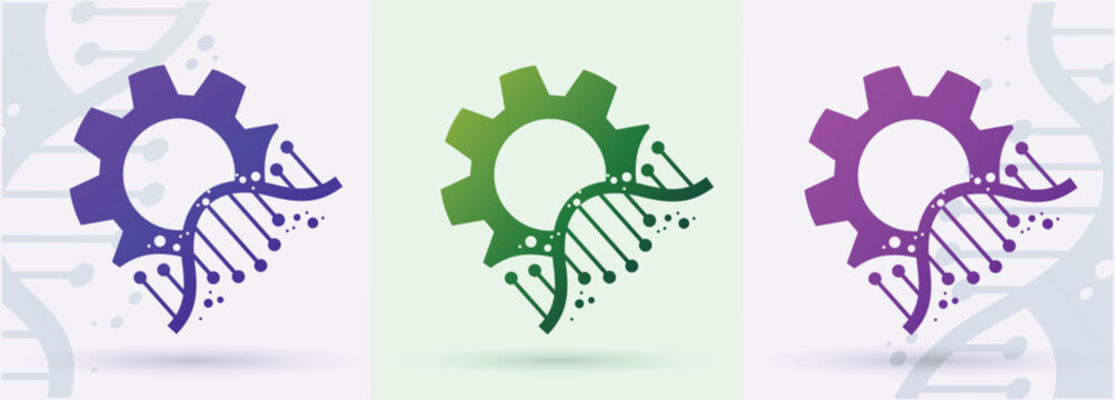 Gear DNA helix logo settings engineering automation biotech genetics technology modern icon
