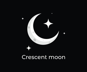 Obraz premium Crescent Moon and Stars Minimalist Night Sky Icon