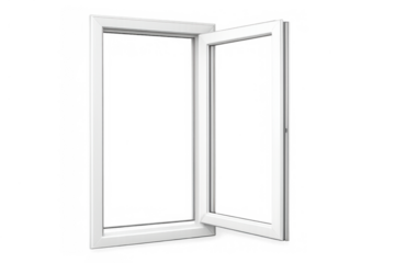 White pvc window frame with one casement open, creating an opening for light, ventilation, and new perspectives