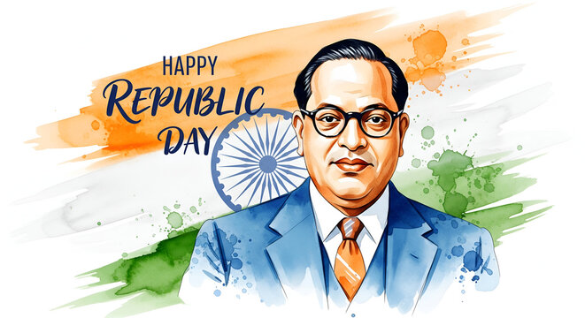 Republic Day India Ambedkar Flag Illustration