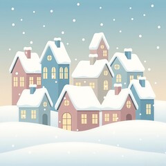 Cozy Winter Village in Snowfall