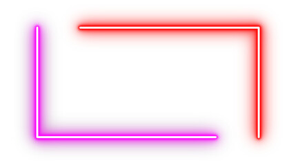 Red and pink neon glowing corner frame