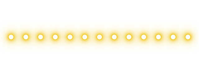 Glowing yellow dotted line on transparent background