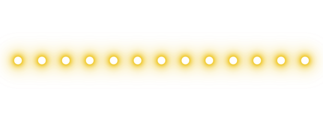 Glowing yellow dotted line on transparent background