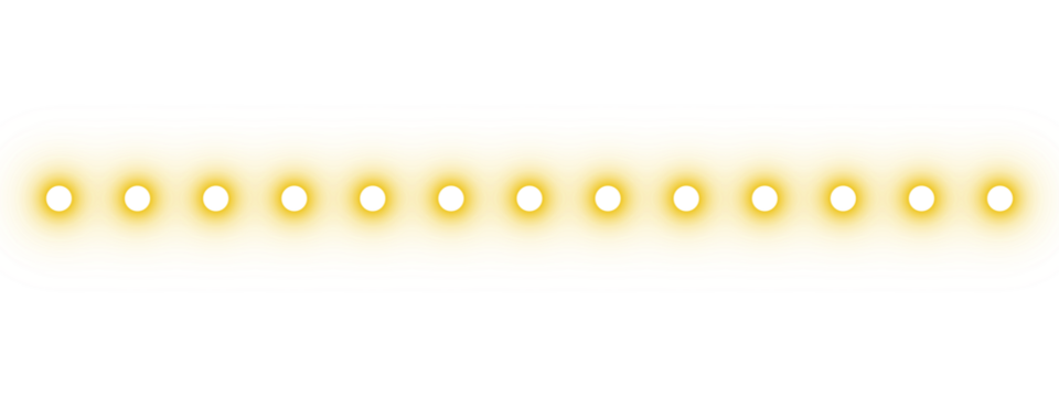 Glowing yellow dotted line on transparent background