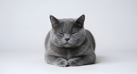 Portrait of a sleeping british shorthair cat on a white background