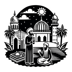 silhouette of a pious 