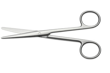 Surgical scissors made of chrome metal, a medical instrument for cutting and dissection on transparent background