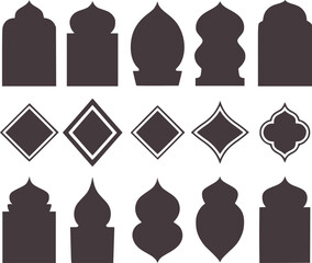 Collection of Islamic architectural silhouette shapes