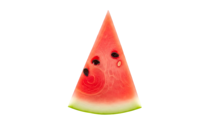 Isolated triangle slice of watermelon on a black background for summer