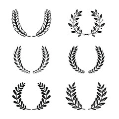 Laurel wreath vector pack with hand drawn olive branch floral frames and decorative borders for logo design and certificates