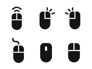 Mouse icon set wireless and wired click vector graphics for UI UX design, web, and app interfaces