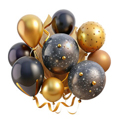 Black, Gold, and Silver Festive Balloons for New Year Celebration