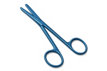 Blue surgical instrument showing medical scissors or hemostat for healthcare, surgery, and emergency treatment