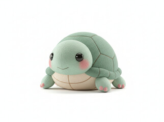 Fototapeta premium Cute fluffy tortoise plush toy isolated on white background