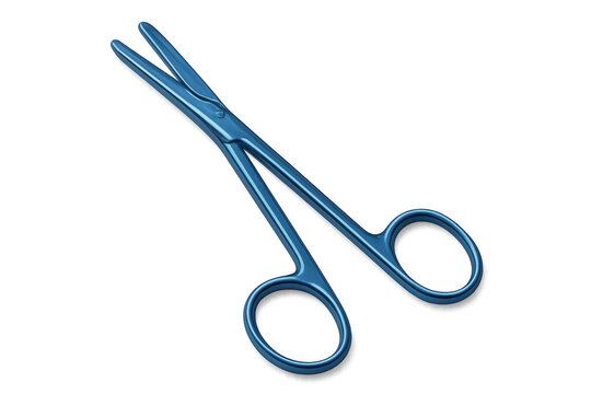 Blue surgical instrument showing medical scissors or hemostat for healthcare, surgery, and emergency treatment
