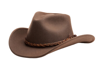 Brown Felt Cowboy Hat isolated on a transparent background