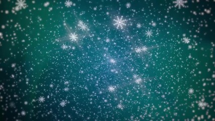 snow flakes falling in a snowy snowfall festive Christmas holiday scene of snowflakes tumbling over a background  of beautiful dark teal skies 4K motion background animation animated backdrop - Powered by Adobe