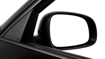 Close up of a car s side mirror in black and white