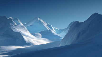Snowy Mountain Peaks, Winter Landscape Vista
