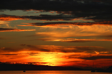 Fototapeta premium Beautiful sunset over the sea in Split, Croatia.
