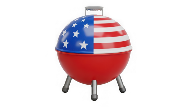 American flag themed barbecue grill, ideal for summer cookouts