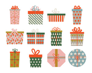 Festive gift box collection | Holiday presents, birthday gifts, Christmas decorations, wrapped gift, ribbon bow, package, surprise, decorative box, colorful gift, party favor