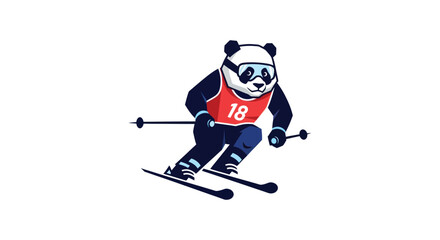 Cartoon panda skier © JSTYLO