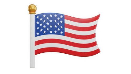 Fototapeta premium Vibrant 3d waving united states of america flag on a flagpole