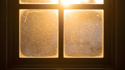 Abstract Warmth: Light Through Frosted Window, Glowing Windowpanes: Capturing the Essence of a Cozy Interior