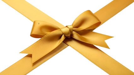 Elegant gold ribbon bow on black background for gift or celebration