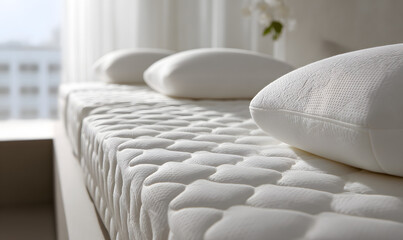 white bed with pillows