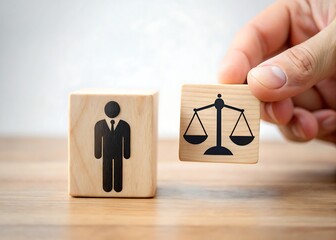 Businessman holding scales symbolizing balance and justice