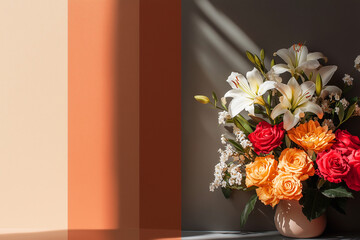 Pastel Floral Bouquet with Color Palette Swatches for Design Inspiration