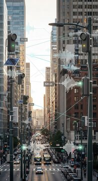 Urban environment utilizes smart technology for real time sound level monitoring along busy thoroughfare