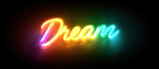 Dream Neon Sign Glowing in the Dark.