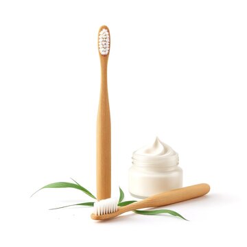 Bamboo toothbrush eco friendly dental care oral hygiene zero waste sustainable bathroom products and toothpaste