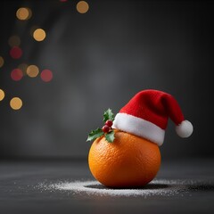 Mandarine d'hiver avec chapeau de No&euml;l, Fruit d'hiver, Agrume de saison