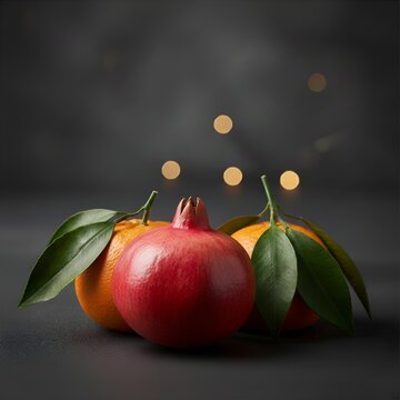 Mandarines Fruit d'hiver, agrume de saison hivernale et fruit de grenade