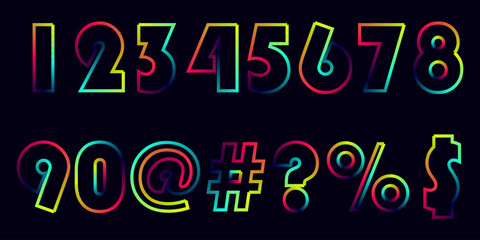 Vibrant Gradient Numbers and Symbols Set for Modern Design Elements